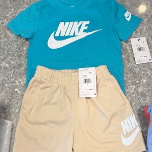 Nike Aqua Tee and Cream Shorts Set